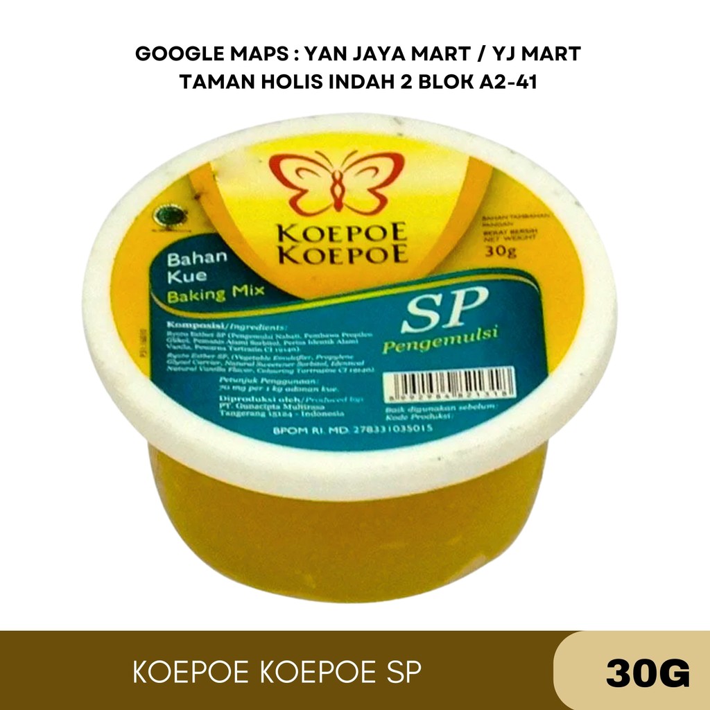 

Koepoe Koepoe / Kupu Bahan Kue / Baking Mix Pengemulsi SP / Ovalett 30g