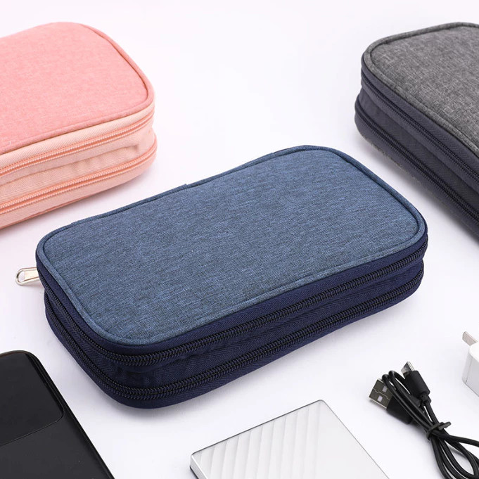 new Pouch Dompet Travel Double Layers Mini Storage Organizer Cable Cord