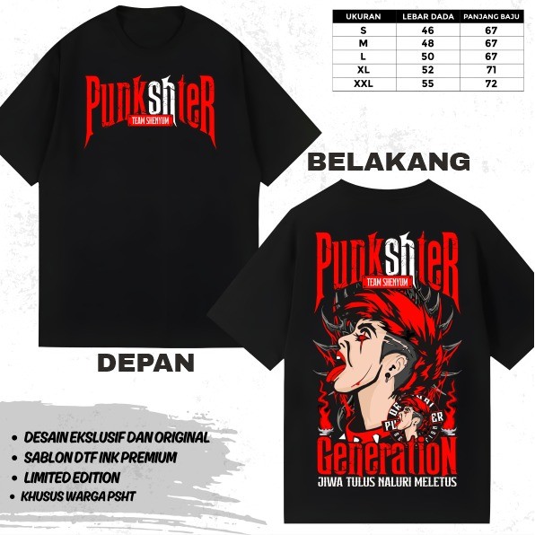 Kaos Motif Terbaru Punkshter Team Senyum Generation Motif Berwarna Merah Desain Keren AB4