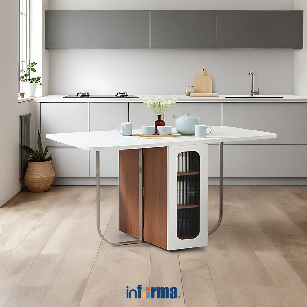 Informa Iora Meja Lipat - Putih Meja Serbaguna Folding Table Multifunctional Foldable Desk Picnic Ta