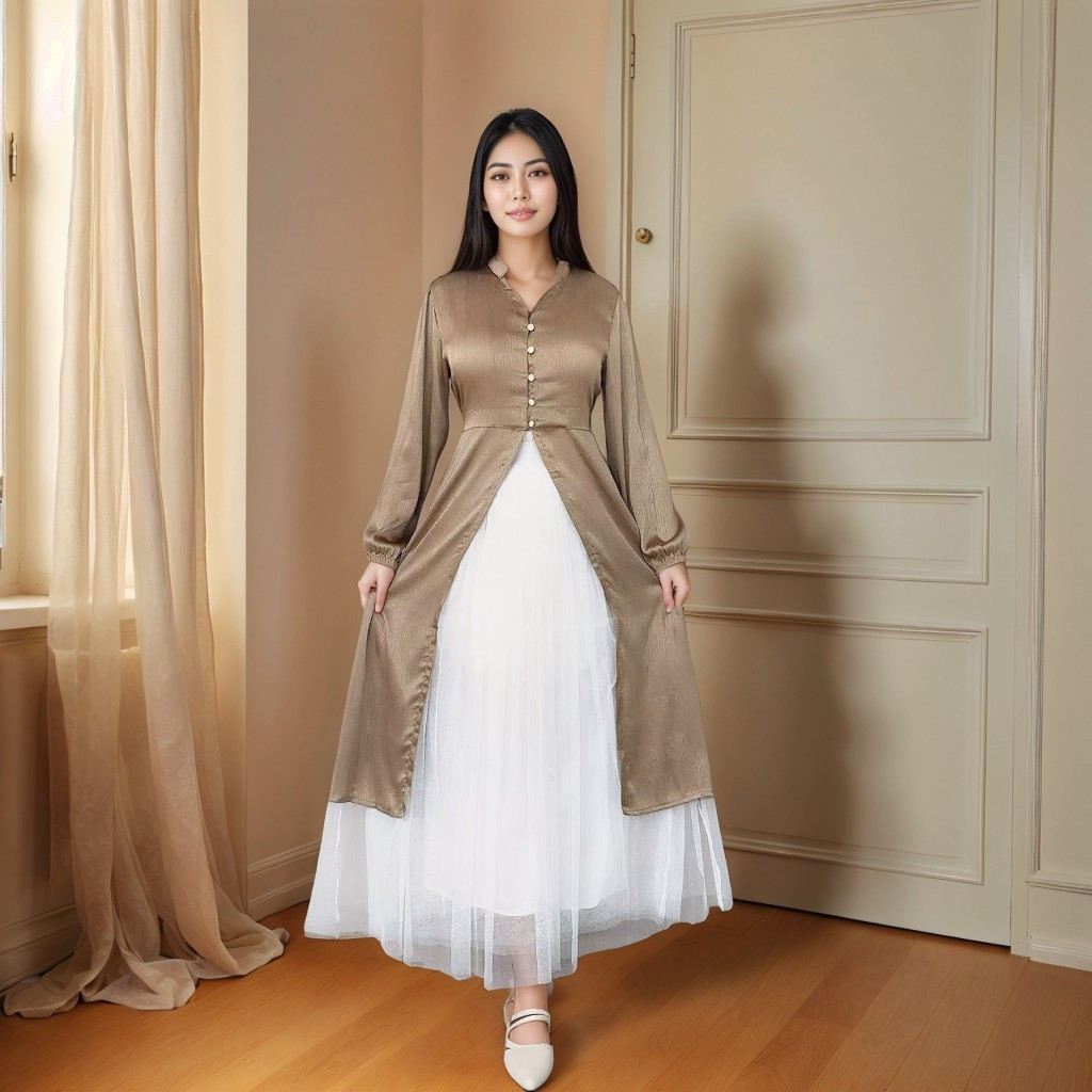 FANMU Long Tunik Wanita | Tunic Silk Kondangan Premium