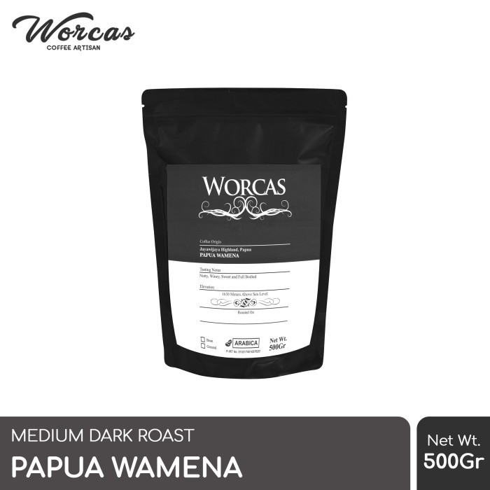 

Kopi Arabica Papua Wamena 500 Gram (Biji/Bubuk) | Worcas Coffee - KOPI BIJI