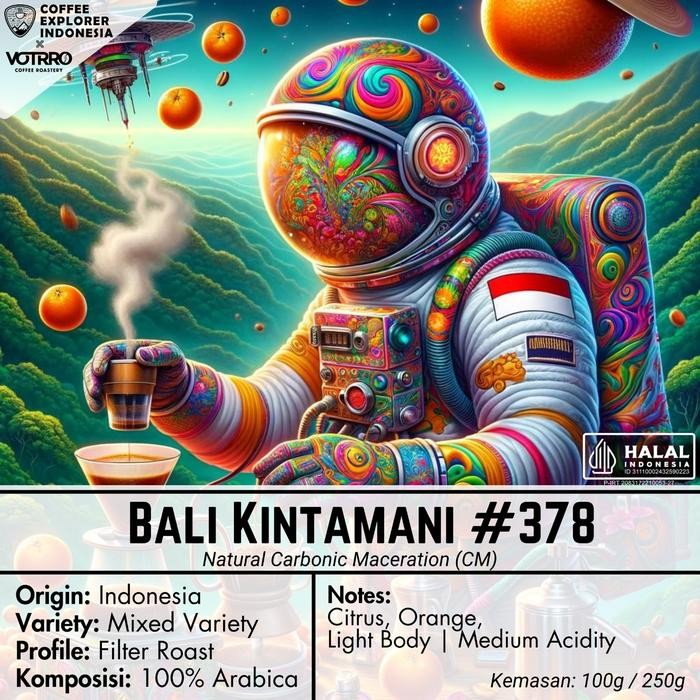 

VOTRRO Biji Kopi Bubuk Arabika BALI KINTAMANI Natural Process Coffee - 250 g, Biji Kopi