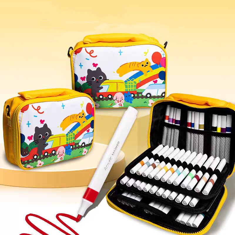 

Spidol Akrilik Tas Keju Lukisan Anak Pena Cat Air Tas Spidol Akrilik Tanda tas kotak penyimpanan pena