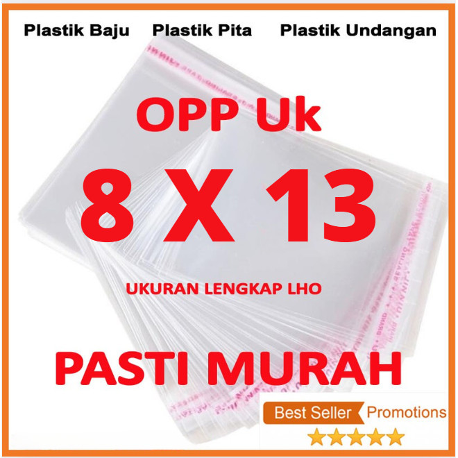 

8 X 13 Opp Lem plastik kaca kemasan roti (isi 100 lembar) Tebal 02