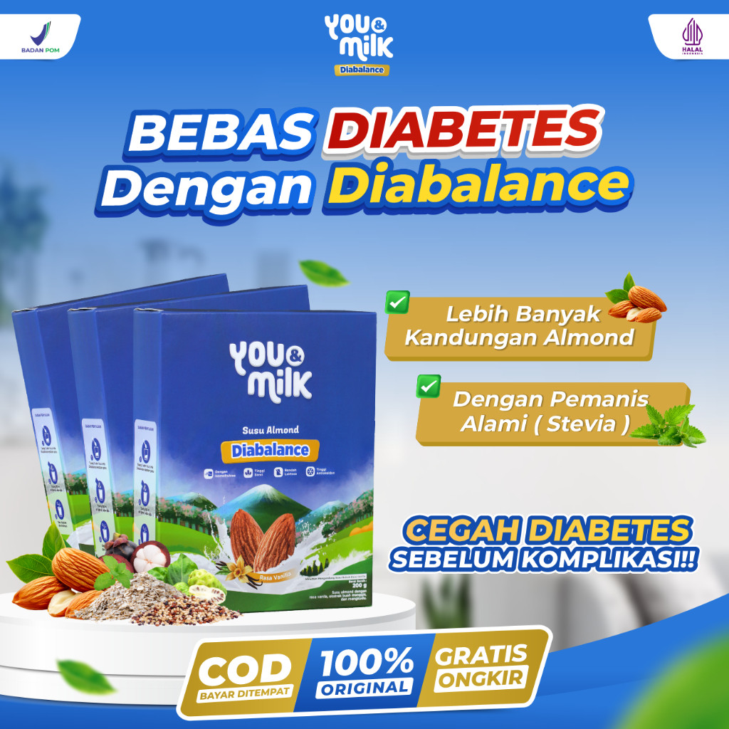 

New YOU & MILK DIABALANCE 3 BOX Susu Herbal Cegah Diabetes Bebas Gula Darah Kesehatan Jantung Gula AlamiPremium