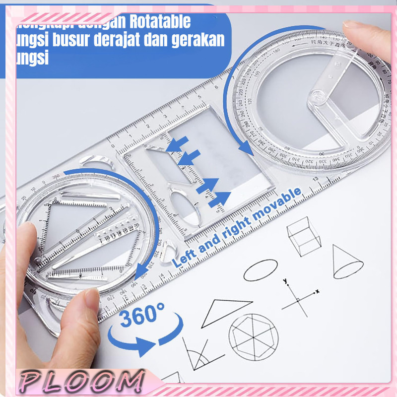 

Penggaris multifungsi busur derajat multifungsi penggaris geometri putar penggaris gambar hadiah kreatif alat tulis sekolah perlengkapan kantor alat belajar penggaris gambar putar multifungsi