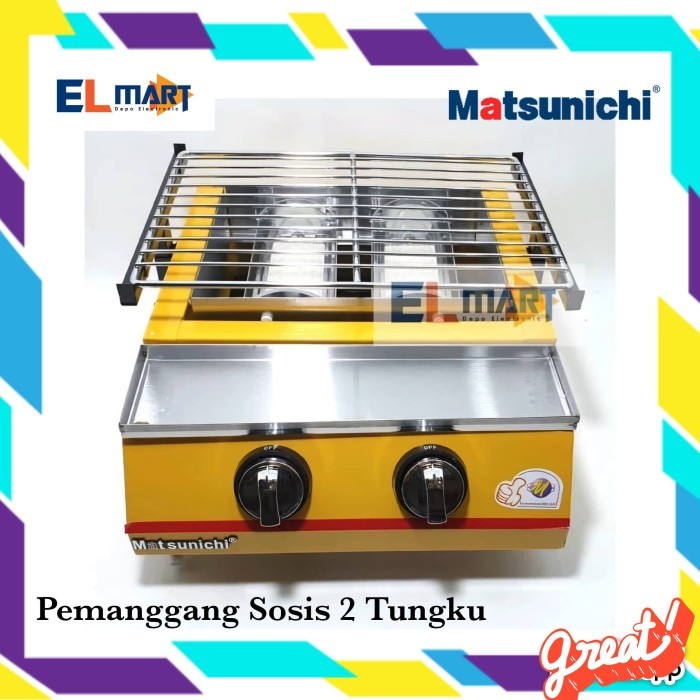 Matsunichi GR 8822 Kompor Pemanggang Sosis 2 Tungku Matsunichi Alat Panggang Sosis Daging Tanpa Asap