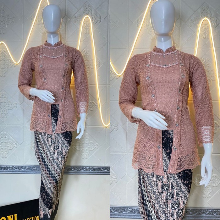

✨LARIS✨ -FATRICIA - Kebaya Modern Model Kutu Baru Brukat Payet Kerah Sanghai - Hijau Sage, Atasan M