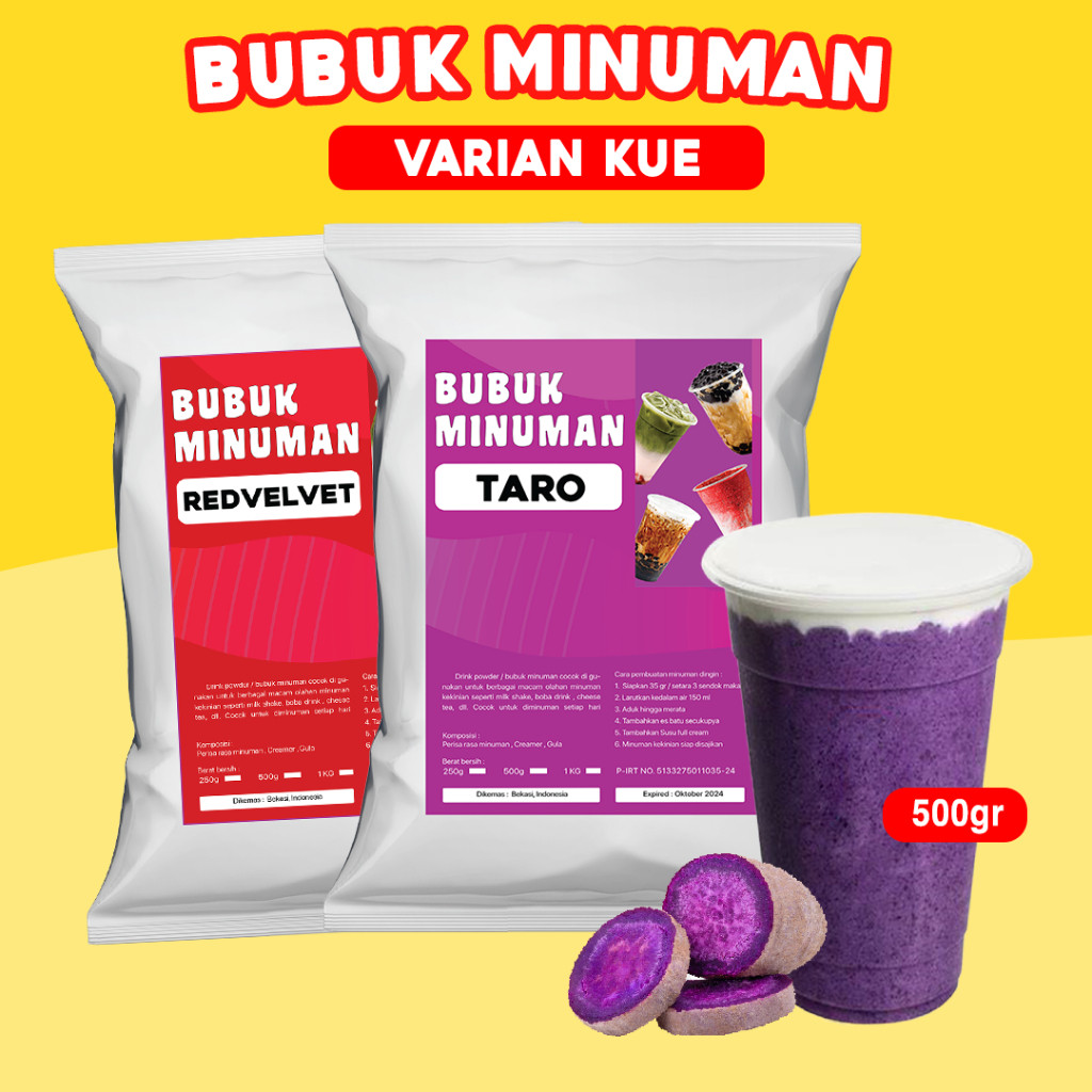 

BUBUK MINUMAN RASA 500G / BUBUK MINUMAN ANEKA RASA / SERBUK MINUMAN 500G / BUBUK MINUMAN BOBA / BUBUK MINUMAN KEKINIAN 500G / SERBUK MINUMAN KEKINIAN