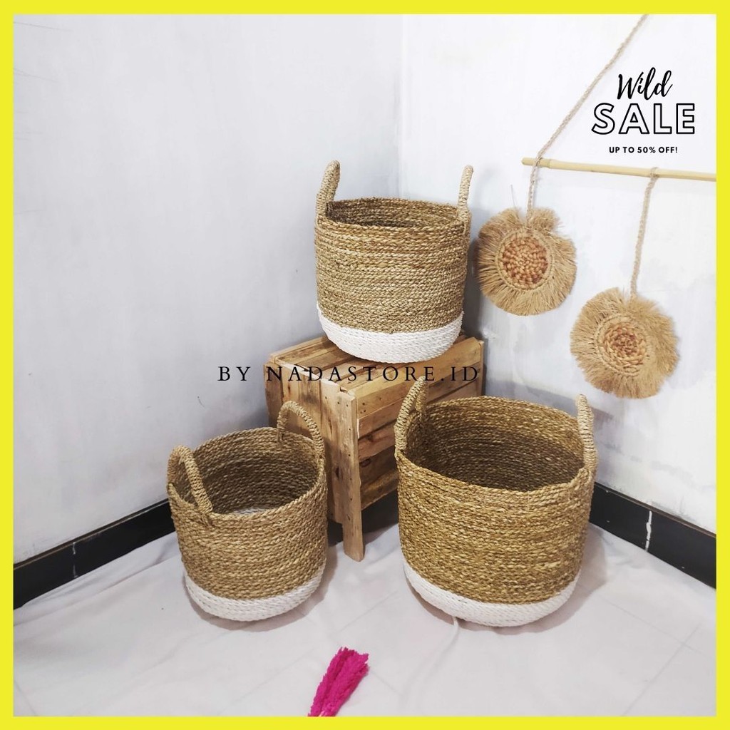 Keranjang anyaman seagras pandan laut/ pot tanaman /Keranjang anyaman