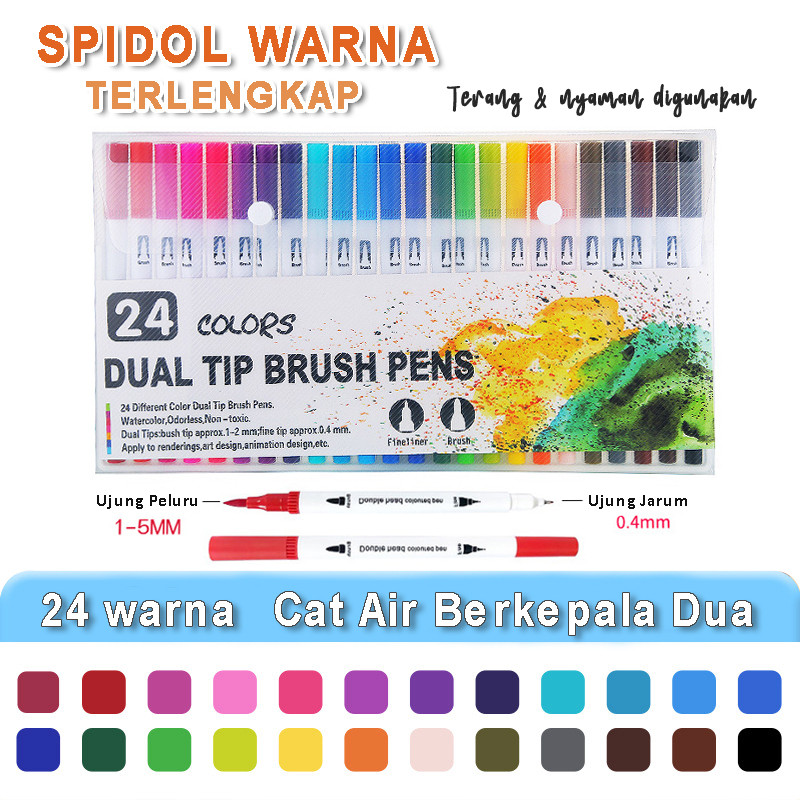 

Brush Marker Dual Tip Ujung Twin Marker Pen Brush Marker Lukis Set Art Marker Spidol Warna Warni