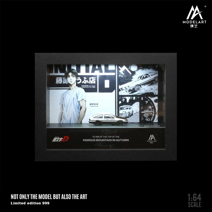 Model Art Time Micro 1:64 Initial D Toyota AE86 Carbon Hood 3D Photo Frame with LED Light Limited