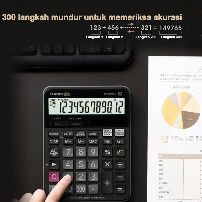 

tyvf Kalkulator Casio MJ 120D PLUS CHECK CORRECT Kalkulator Meja Check Correct 100% Asli