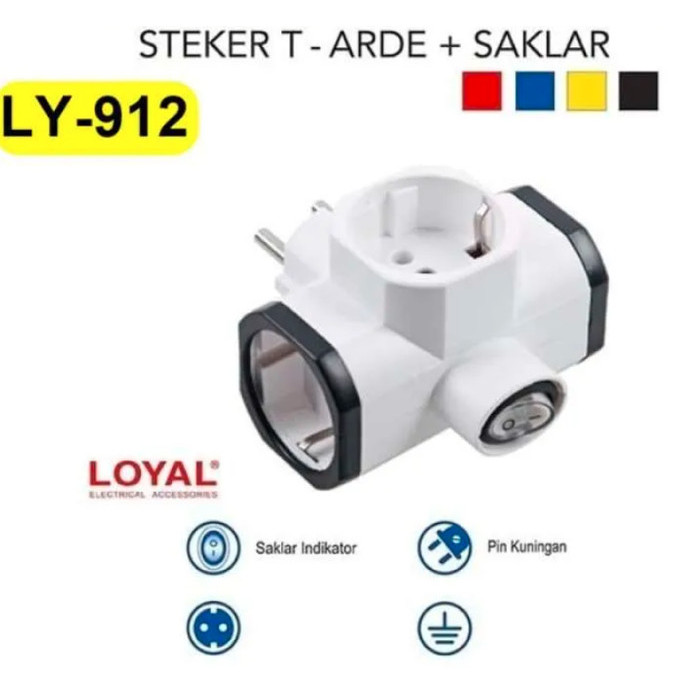 LOYAL Cok Cabang 3 SNI Steker Arde Multi Plus Saklar Terminal Colokan Listrik 3 Lubang Indikator