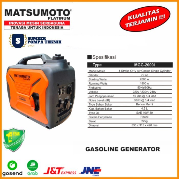 Genset Silent 2000 Watt Super Silent Genset Inverter Matsumoto