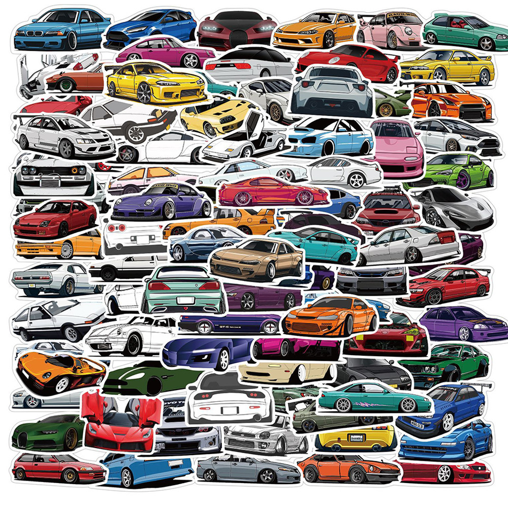 

10/50/100PCS Retrofit Racing JDM Stickers Car Motorcycle Laptop Guitar Waterproof Graffiti Cool Sticker Decal Kid Classic Toys