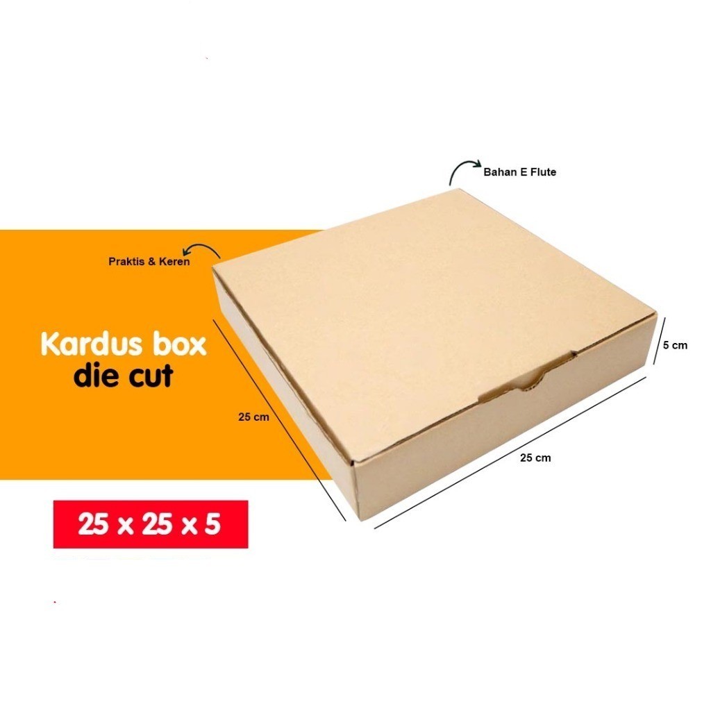 

Kardus Die Cut 25x25x5 | Karton Corrugated | Box Kotak Packing Souvenir | Dus Kotak Kado Hampers Polos