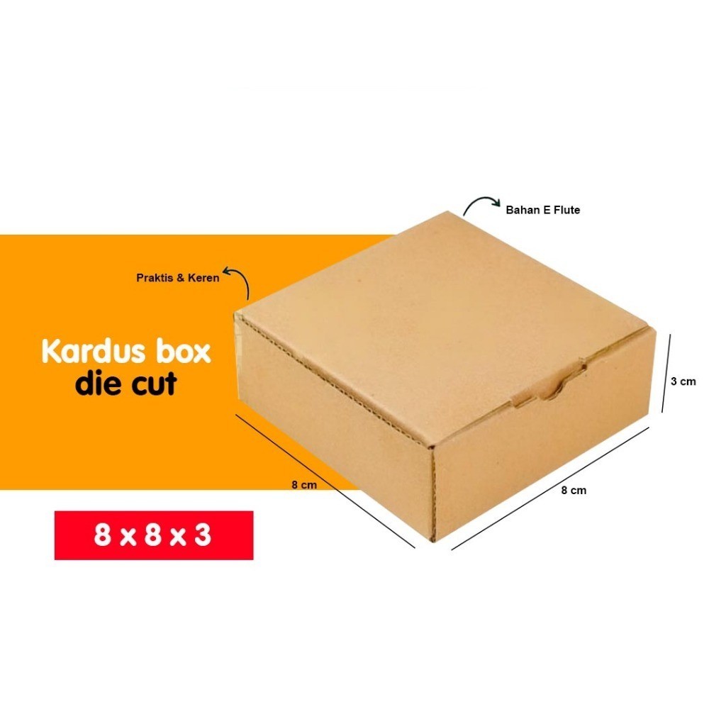 

Karton Box Die Cut 8x8x3 | Kardus Corrugated | Box Kotak Packing Souvenir | Dus Kotak Kado Hampers Polos | Kardus Coklat