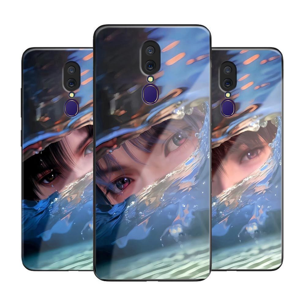 Untuk OPPO F11 F9 F7 Pro F5 Plus Luxury Cute (Love and Deepspace) Game Glossy Hard Case Tempered Gla