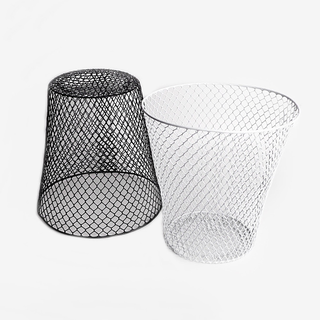 Round Wastepaper Basket Wire Mesh Desk Metal Trash Can Recycling Trash Can Garbage Container For Bed