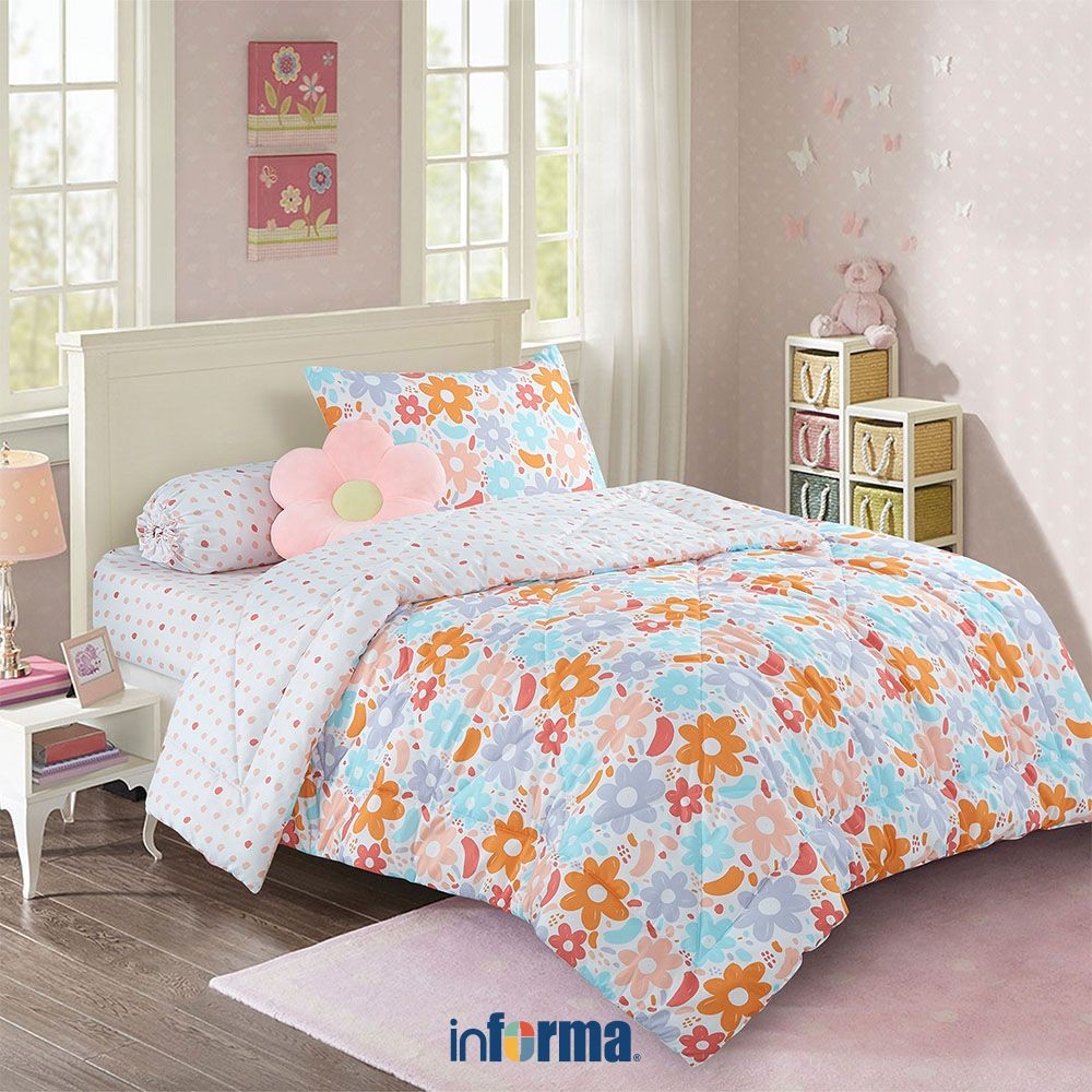 Informa 120x200 cm Set 5 pcs Seprai Double Anak Microfiber Flower Sprei Seprai Aesthetic Seprei Shee