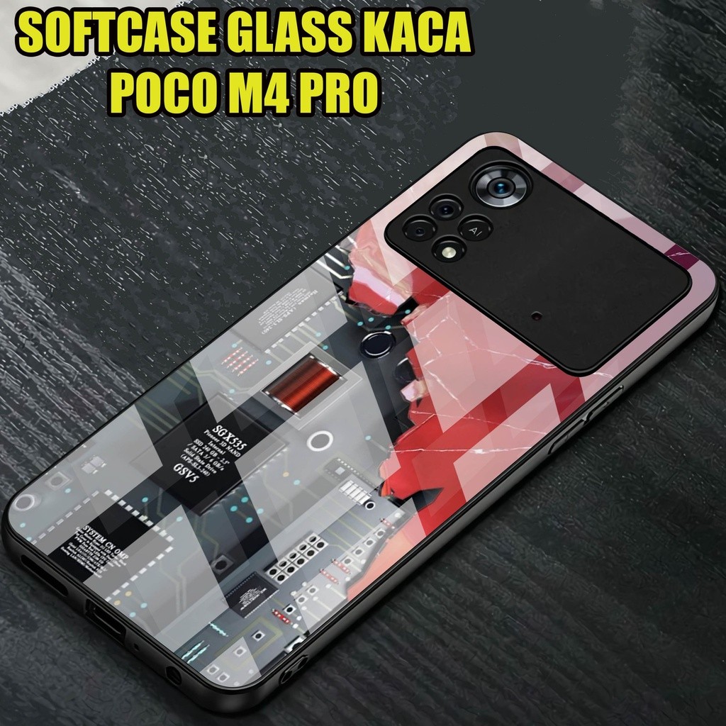 Softcase Glass Kaca Xiomi poco M4 PRO]- Case Hp Pelindung Handphone Xiomi poco M4 PRO [ A84]