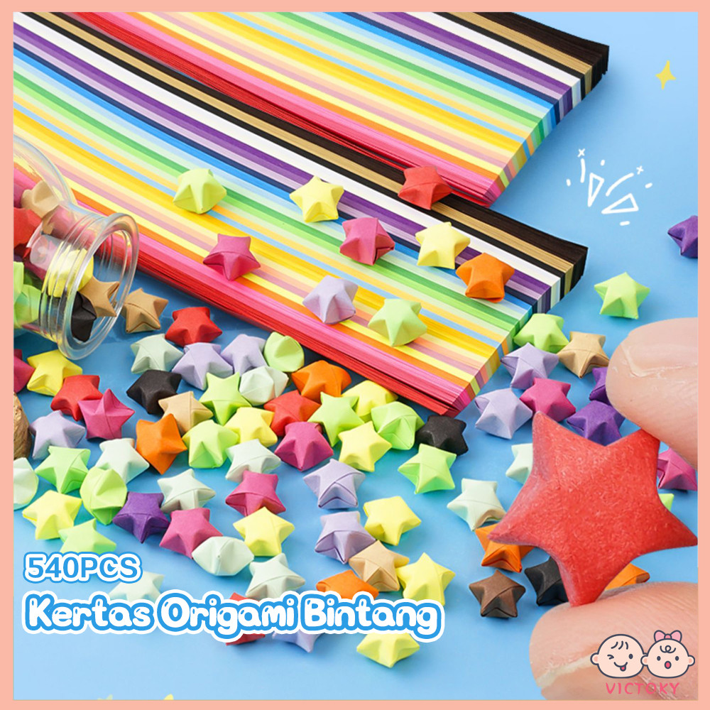 

VICTOKY Kertas Origami Bintang 540PCS Kertas Bintang Warna Warni