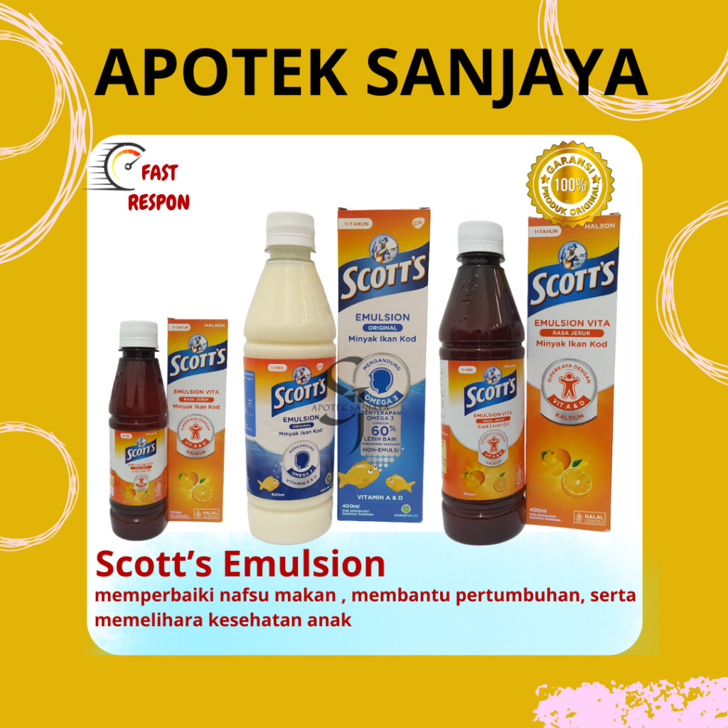 Scott's Emultion Vita Cod Liver Oil Rasa Jeruk & Original 200ml & 400ml
