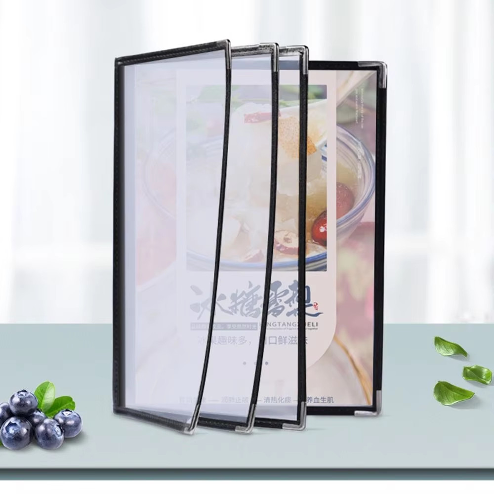 

Restaurant Menu A4 Cover Pelindung / Buku Menu Kafedaftar Menu Covers /Transparan Sampul Buku Menu Hitam 4/6/8 halaman