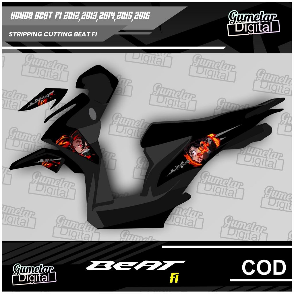 STRIPPING KEREN MOTOR HONDA BEAT FI 2012 2013 2014 2015 2016 TANJIRO KAMADO DEMON SLAYER SUDAH DI CU