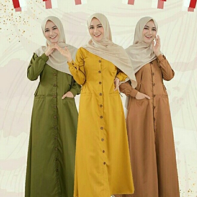 gamis model terbaru/gamis busui/gamis polos bahan katun toyobo - kuning mustard, S