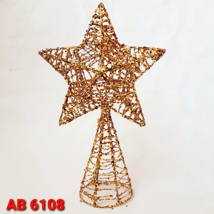 

TOP BINTANG Besar Atas Pohon Natal Bintang Emas Putih Hiasan Natal - 29cmGOLD AB6108