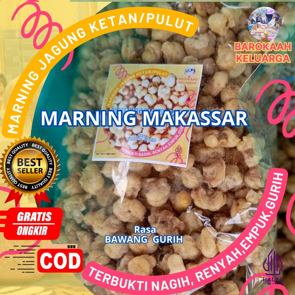 

Camilan MARNING Makassar super duper premiium cocok untuk anak muda Milenial VIRAL JAGUNG KETAN PULUT SEPEREMPAT KILOGRAM (250gr) GURIH ASIN TERBUKTI RENYAH POOOL, DAN NAGIH BANGET SPESIAL OLEH-OLEH KHAS SULAWESI