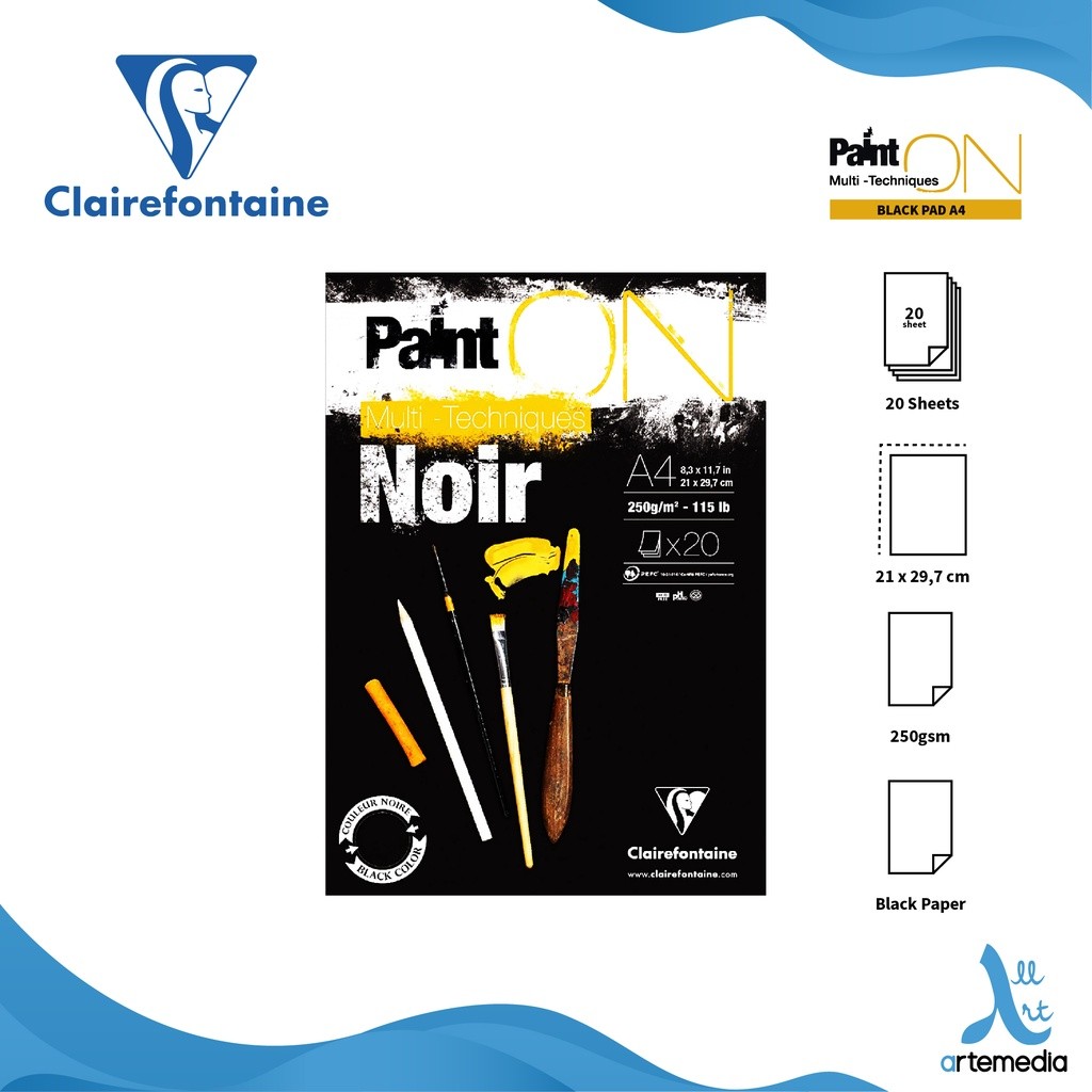 

Gramedia Surabaya - Clairefontaine Paint On Black Multi Technique Sketch Pad Sketchbook A4
