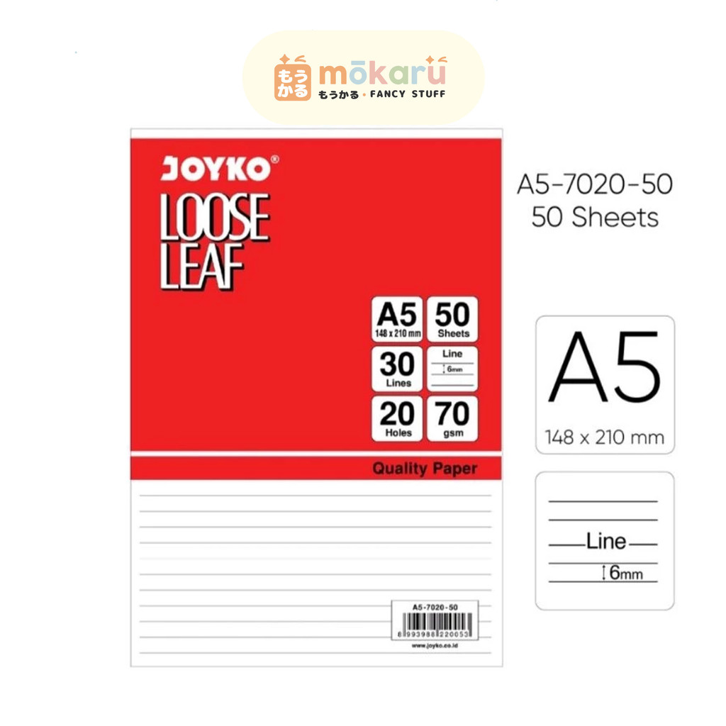 

Joyko Loose Leaf A5-7020 50 Sheet / Isi Kertas Binder File Joyko