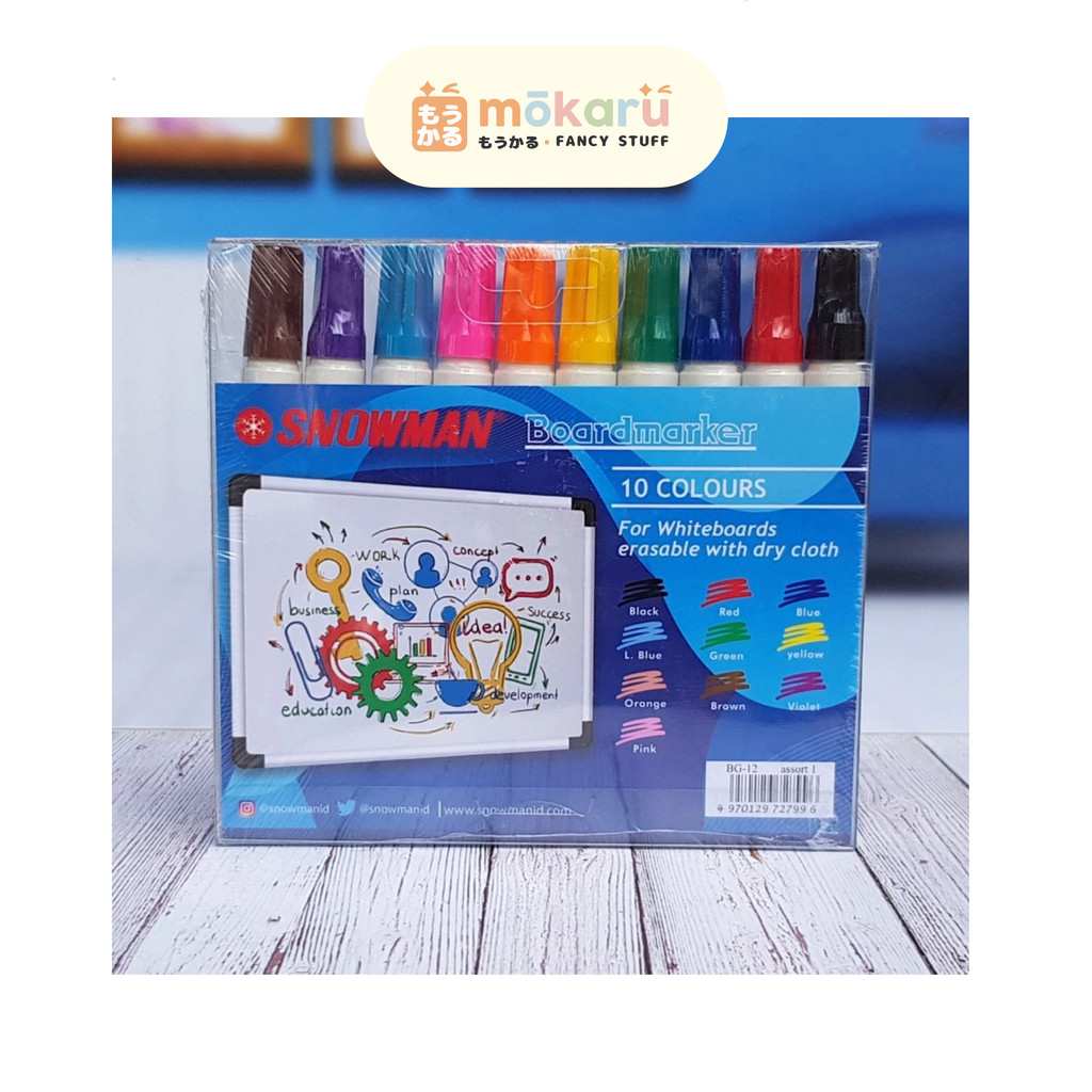 

Snowman Spidol Papan Tulis Whiteboard Color Boardmarker SET 10 PCS Warna Murah Berkualitas