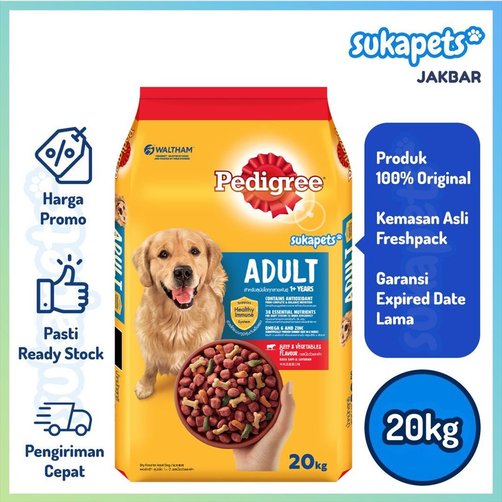 Pedigree Beef Vegetables Dry Food Makanan Anjing Kering 20kg