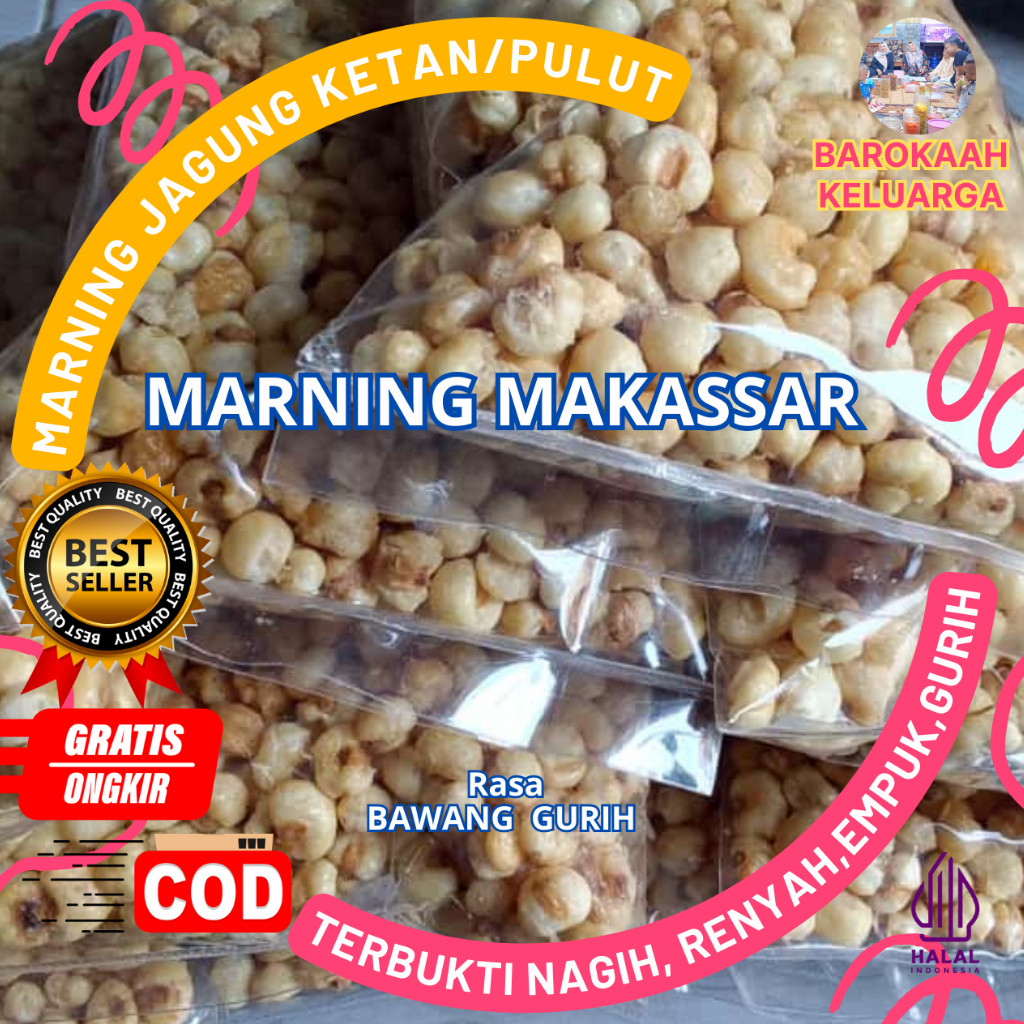 

MARNING SULTAN Super Super GURIH RENYAH Premium empuk Renyah jagung ketan putih Super duper Empuk terbuat dari jagung Ketan Putih Asin Bawang Gurih 100gr, 250gr 500gr 1KG /kiloan Gurih Renyah, Jagung Marning ketan Asin / Marneng Jagung Makassar Original