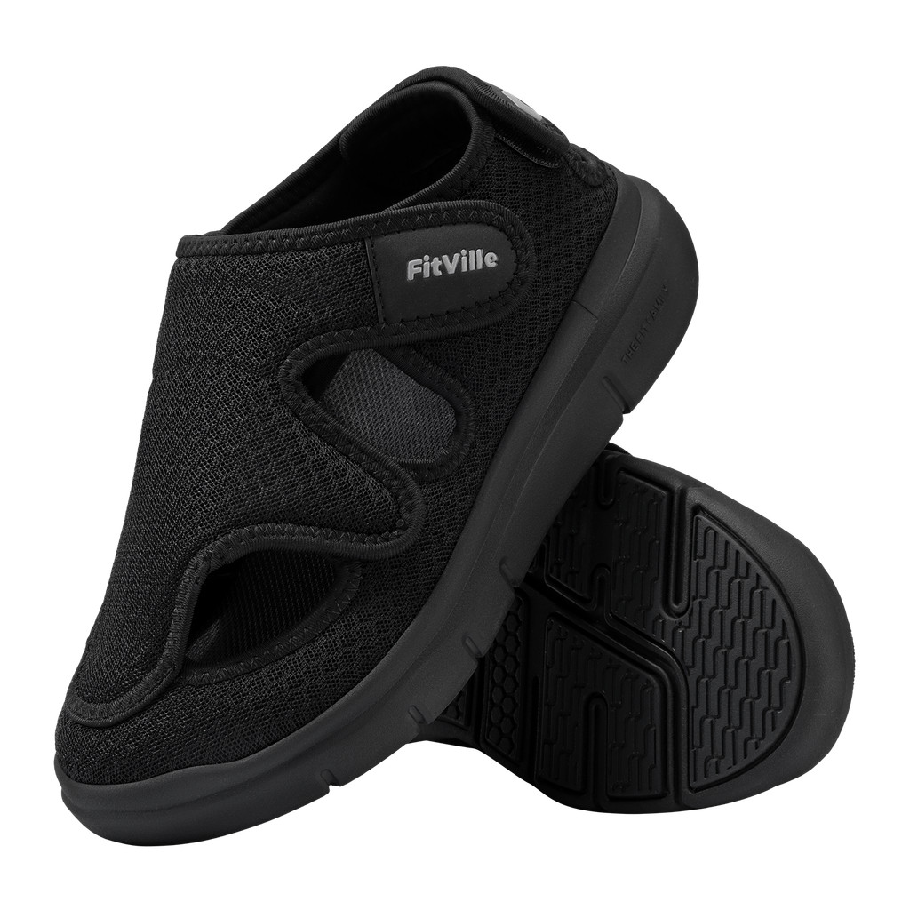 FitVille Women's Sandal Extra Wide Width Swollen Feet Walking Shoes with Adjustable Strap for Planta