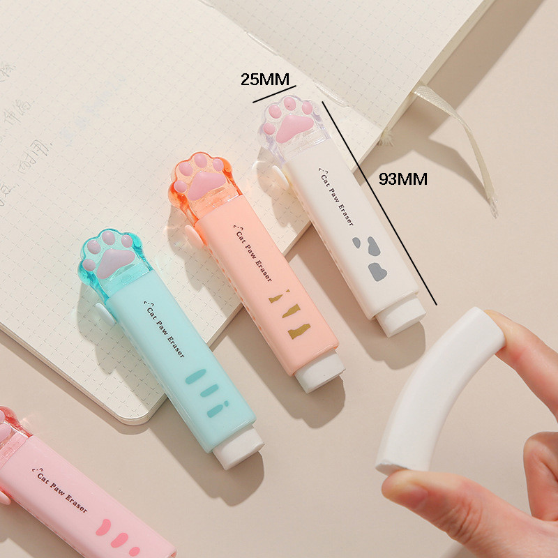

Cute Color Pencil Kawaii Cat Paw Eraser Pencil Push-pull Pen Shape Rubber Korean Stationery Cute School Supplies