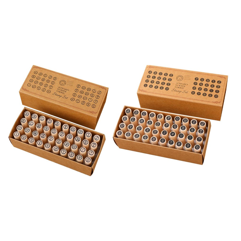 

40Pcs Alphabet Stamps Wood Rubber Stamps Cylinder Seal Set Letter Stamps for Journaling Arts Craft Scrapbooking Play Supplies