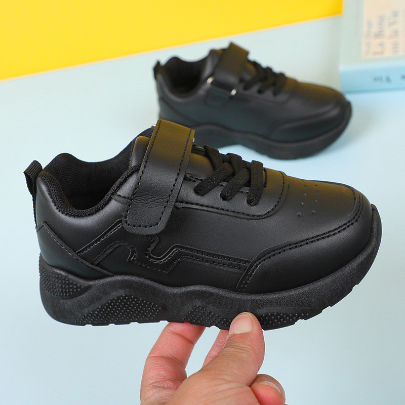

Children Casual Shoes for Girls Non-slip Round-toe Black Uniform School Shoes Boys Sneakers Hook & Loop 2023 New Spring White