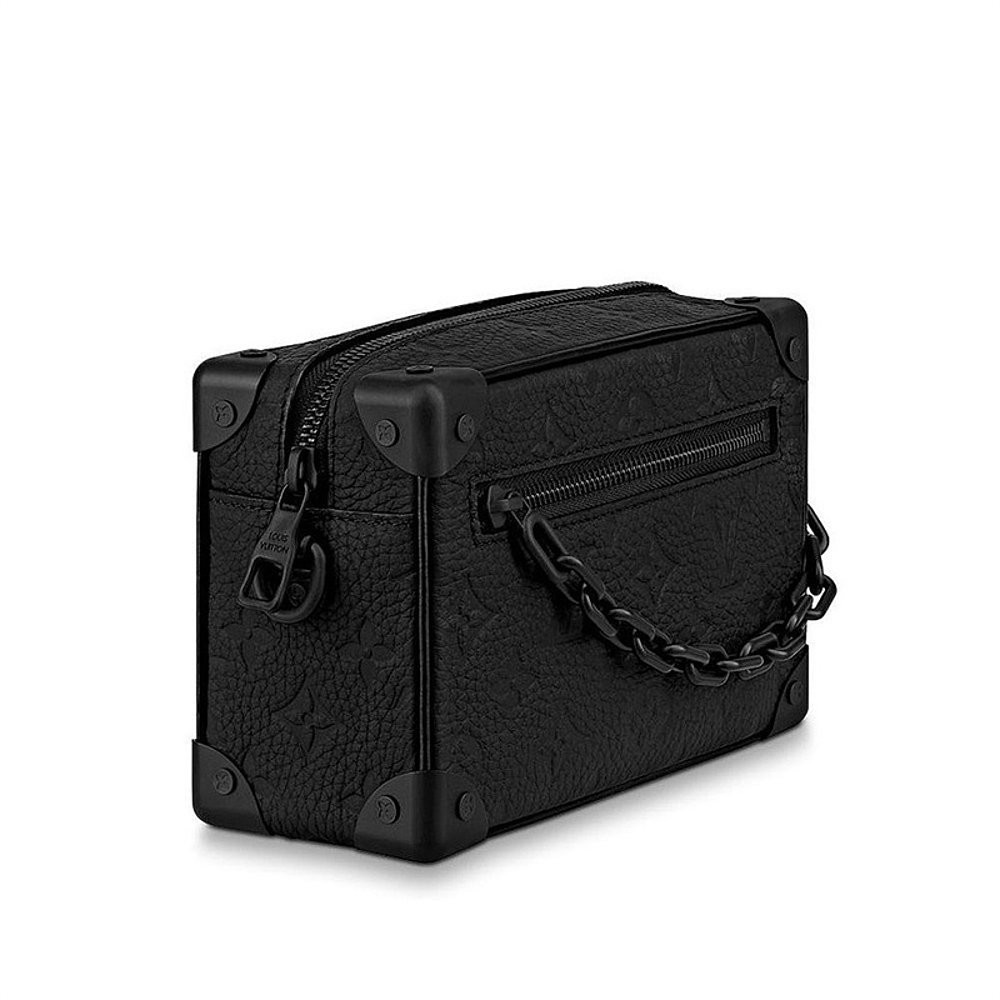 European direct mail LV Louis Vuitton men's black cow leather MINI SOFT TRUNK chain shoulder bag