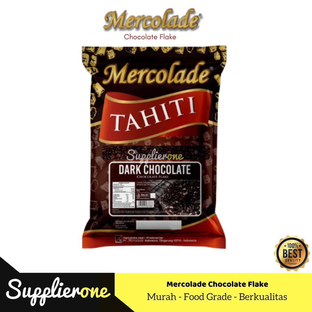 

Mercolade Tahiti Coklat Flake 1kg / Serpihan Cokelat Compound / Dark Cokelat Flake / Cokelat Cacah Compound