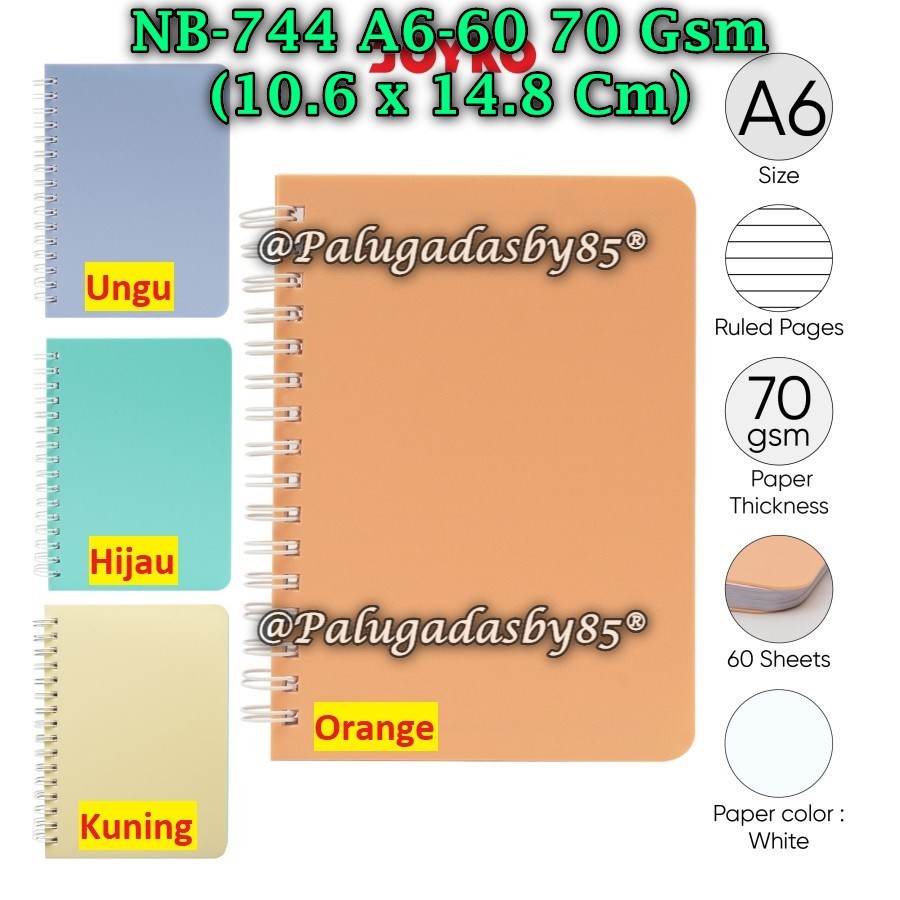 

(1 Biji) Spiral Book JOYKO NB-744 A6-60-70g / Diary Agenda Buku Catatan Bergaris Joyko NB-744 A6