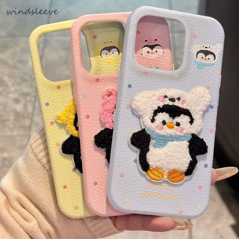 Berlaku untuk iPhone 11 13 Casing Ponsel iPhone penguin kartun berbulu lucu kreatif iPhone camlet-Wi