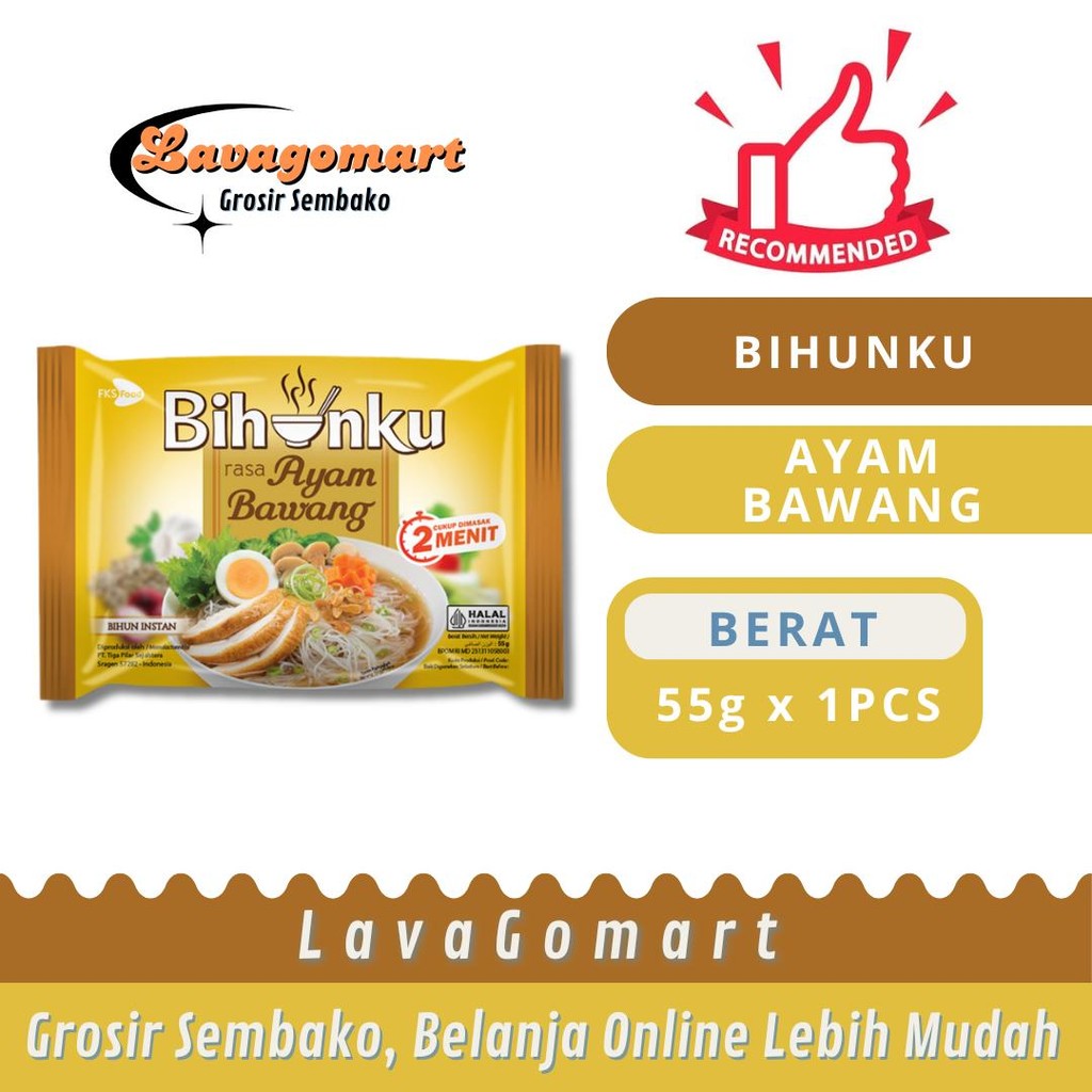 

BIHUNKU BIHUN INSTAN AYAM BAWANG 55g - 1 PCS - LAVAGOMART - BANDUNG