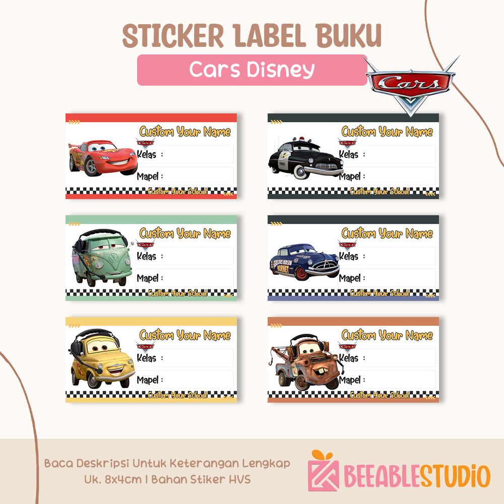 

[40pcs] Sticker Buku Spongebob Cars Disney Stiker Label Nama Buku Tulis Pelajaran Anak Sekolah