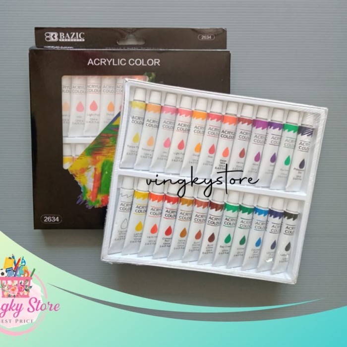 

best -Cat Acrylic / Akrilik Bazic 24 Warna - 24Warna Greebel